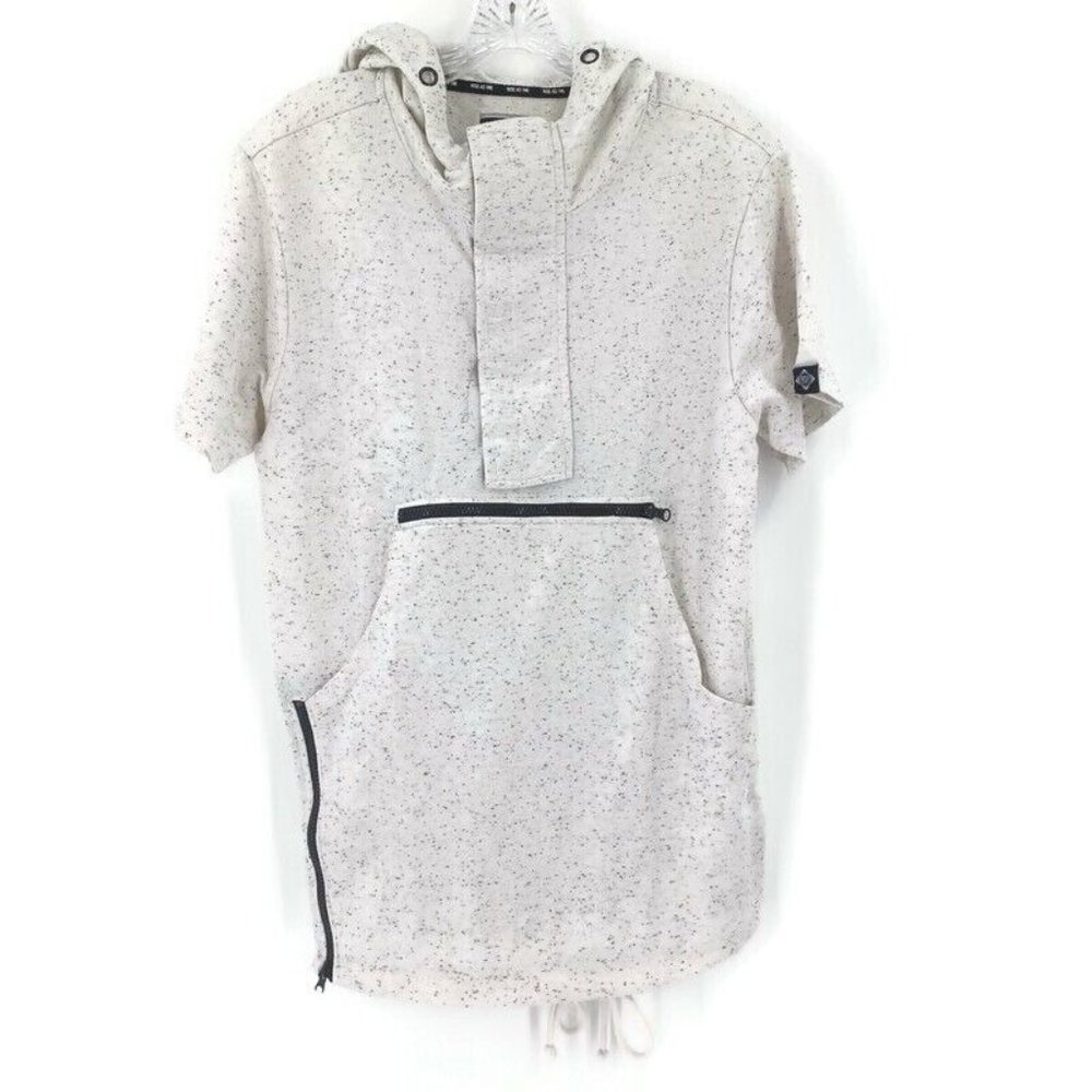 RISE AS 1NE Sz L Speckled Sweatshirt 1/4 Zip Up Hoodie Zip Pouch Double Pockets - Picture 2 of 16